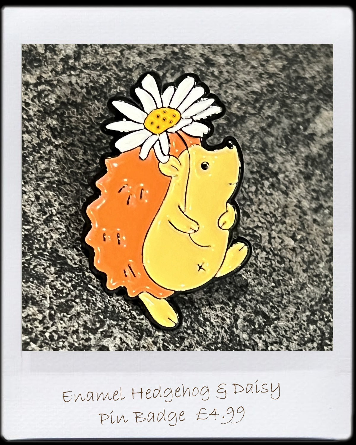 Enamel Hedgehog & Daisy Pin Badge